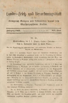 Landes-Gesetz- und Verordnungsblatt für das Königreich Galizien und Lodomerien sammt dem Großherzogthume Krakau. 1867, Stück 8