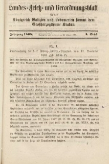Landes-Gesetz- und Verordnungsblatt für das Königreich Galizien und Lodomerien sammt dem Großherzogthume Krakau. 1868, Stück 1