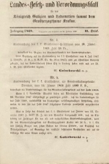 Landes-Gesetz- und Verordnungsblatt für das Königreich Galizien und Lodomerien sammt dem Großherzogthume Krakau. 1868, Stück 2