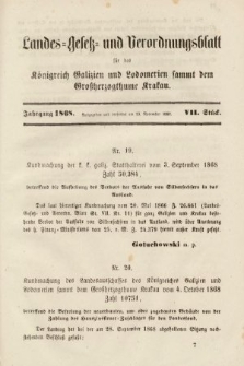 Landes-Gesetz- und Verordnungsblatt für das Königreich Galizien und Lodomerien sammt dem Großherzogthume Krakau. 1868, Stück 7