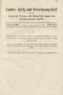 Landes-Gesetz- und Verordnungsblatt für das Königreich Galizien und Lodomerien sammt dem Großherzogthume Krakau. 1868, Stück 8