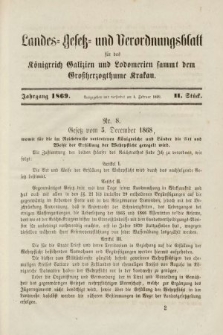 Landes-Gesetz- und Verordnungsblatt für das Königreich Galizien und Lodomerien sammt dem Großherzogthume Krakau. 1869, Stück 2