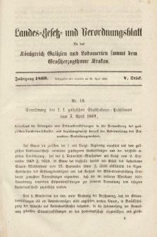 Landes-Gesetz- und Verordnungsblatt für das Königreich Galizien und Lodomerien sammt dem Großherzogthume Krakau. 1869, Stück 5