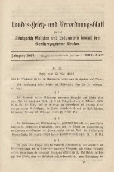 Landes-Gesetz- und Verordnungsblatt für das Königreich Galizien und Lodomerien sammt dem Großherzogthume Krakau. 1869, Stück 8