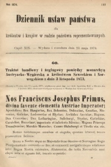 Dziennik Ustaw Państwa dla Królestw i Krajów w Radzie Państwa Reprezentowanych. 1874, cz. 19