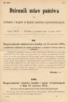 Dziennik Ustaw Państwa dla Królestw i Krajów w Radzie Państwa Reprezentowanych. 1874, cz. 35