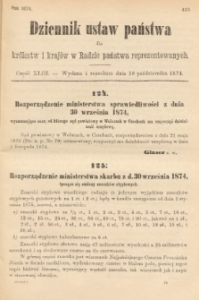 Dziennik Ustaw Państwa dla Królestw i Krajów w Radzie Państwa Reprezentowanych. 1874, cz. 43