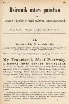 Dziennik Ustaw Państwa dla Królestw i Krajów w Radzie Państwa Reprezentowanych. 1871, z. 27