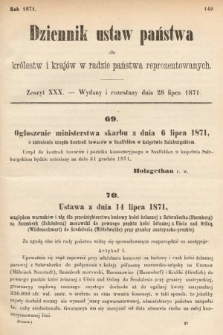 Dziennik Ustaw Państwa dla Królestw i Krajów w Radzie Państwa Reprezentowanych. 1871, z. 30
