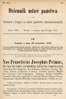 Dziennik Ustaw Państwa dla Królestw i Krajów w Radzie Państwa Reprezentowanych. 1871, z. 31
