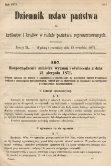 Dziennik Ustaw Państwa dla Królestw i Krajów w Radzie Państwa Reprezentowanych. 1871, z. 40