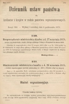 Dziennik Ustaw Państwa dla Królestw i Krajów w Radzie Państwa Reprezentowanych. 1871, z. 41