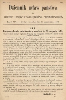 Dziennik Ustaw Państwa dla Królestw i Krajów w Radzie Państwa Reprezentowanych. 1871, z. 45
