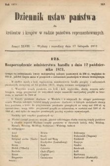 Dziennik Ustaw Państwa dla Królestw i Krajów w Radzie Państwa Reprezentowanych. 1871, z. 48