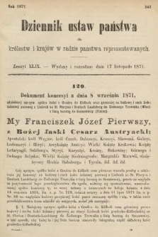 Dziennik Ustaw Państwa dla Królestw i Krajów w Radzie Państwa Reprezentowanych. 1871, z. 49