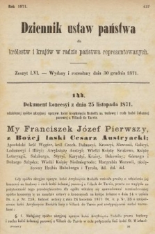 Dziennik Ustaw Państwa dla Królestw i Krajów w Radzie Państwa Reprezentowanych. 1871, z. 56