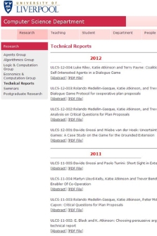 Technical reports of the Computer Science Department, University of Liverpool