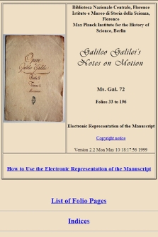 Galileo Galilei ; Notes on Motion
