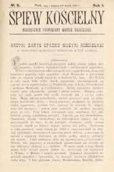Śpiew Kościelny : miesięcznik poświęcony muzyce kościelnej. 1896, nr 8