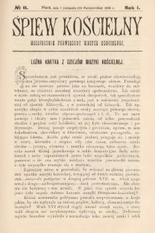 Śpiew Kościelny : miesięcznik poświęcony muzyce kościelnej. 1896, nr 11