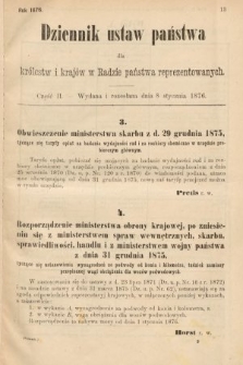 Dziennik Ustaw Państwa dla Królestw i Krajów w Radzie Państwa Reprezentowanych. 1876, cz. 2