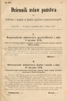 Dziennik Ustaw Państwa dla Królestw i Krajów w Radzie Państwa Reprezentowanych. 1876, cz. 3