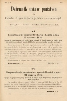 Dziennik Ustaw Państwa dla Królestw i Krajów w Radzie Państwa Reprezentowanych. 1876, cz. 25