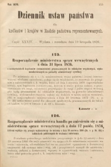 Dziennik Ustaw Państwa dla Królestw i Krajów w Radzie Państwa Reprezentowanych. 1876, cz. 34
