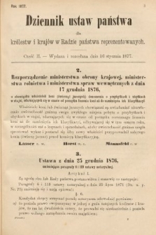 Dziennik Ustaw Państwa dla Królestw i Krajów w Radzie Państwa Reprezentowanych. 1877, cz. 2