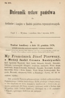 Dziennik Ustaw Państwa dla Królestw i Krajów w Radzie Państwa Reprezentowanych. 1879, cz. 1