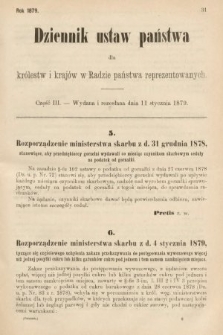 Dziennik Ustaw Państwa dla Królestw i Krajów w Radzie Państwa Reprezentowanych. 1879, cz. 3