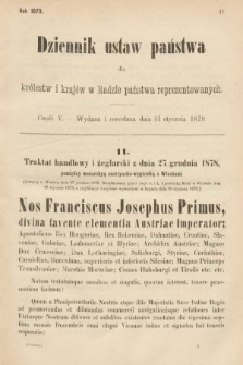 Dziennik Ustaw Państwa dla Królestw i Krajów w Radzie Państwa Reprezentowanych. 1879, cz. 5