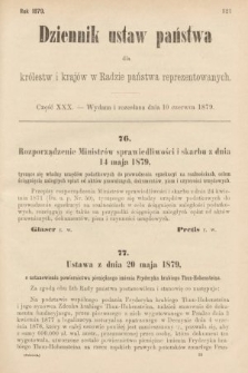 Dziennik Ustaw Państwa dla Królestw i Krajów w Radzie Państwa Reprezentowanych. 1879, cz. 30