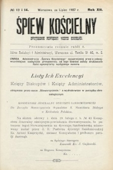 Śpiew Kościelny : dwutygodnik poświęcony muzyce kościelnej. 1907, nr 13 i 14