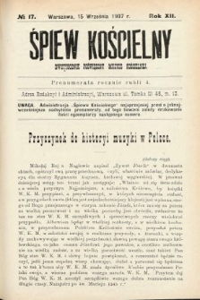 Śpiew Kościelny : dwutygodnik poświęcony muzyce kościelnej. 1907, nr 17
