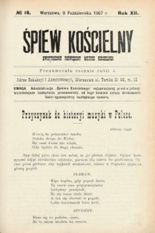Śpiew Kościelny : dwutygodnik poświęcony muzyce kościelnej. 1907, nr 19