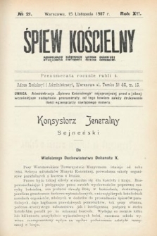 Śpiew Kościelny : dwutygodnik poświęcony muzyce kościelnej. 1907, nr 21