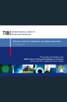 Selection criteria for digitization and digital preservation : a comparison