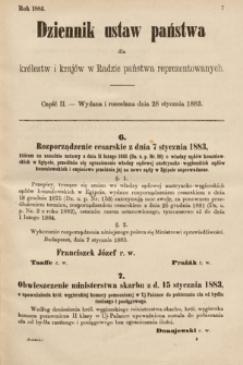 Dziennik Ustaw Państwa dla Królestw i Krajów w Radzie Państwa Reprezentowanych. 1883, cz. 2