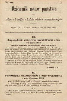 Dziennik Ustaw Państwa dla Królestw i Krajów w Radzie Państwa Reprezentowanych. 1883, cz. 13