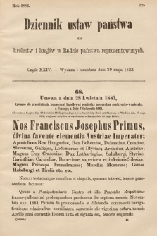 Dziennik Ustaw Państwa dla Królestw i Krajów w Radzie Państwa Reprezentowanych. 1883, cz. 24