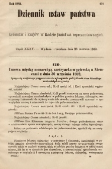 Dziennik Ustaw Państwa dla Królestw i Krajów w Radzie Państwa Reprezentowanych. 1883, cz. 35