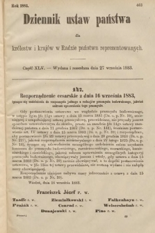 Dziennik Ustaw Państwa dla Królestw i Krajów w Radzie Państwa Reprezentowanych. 1883, cz. 45