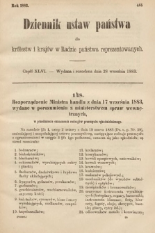 Dziennik Ustaw Państwa dla Królestw i Krajów w Radzie Państwa Reprezentowanych. 1883, cz. 46