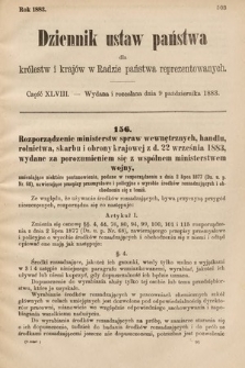 Dziennik Ustaw Państwa dla Królestw i Krajów w Radzie Państwa Reprezentowanych. 1883, cz. 48