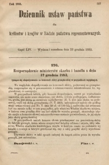 Dziennik Ustaw Państwa dla Królestw i Krajów w Radzie Państwa Reprezentowanych. 1883, cz. 54