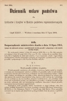 Dziennik Ustaw Państwa dla Królestw i Krajów w Radzie Państwa Reprezentowanych. 1884, cz. 35