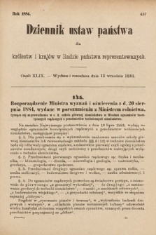 Dziennik Ustaw Państwa dla Królestw i Krajów w Radzie Państwa Reprezentowanych. 1884, cz. 49