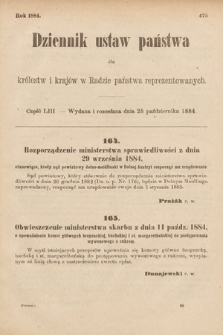 Dziennik Ustaw Państwa dla Królestw i Krajów w Radzie Państwa Reprezentowanych. 1884, cz. 53