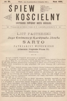 Śpiew Kościelny : dwutygodnik poświęcony muzyce kościelnej. 1903, nr 21